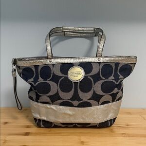 Coach Signature "C" Tote #F17433 Denim Metallic Tote Bag Y2K Purse